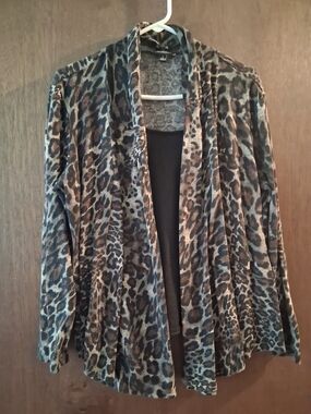 Notations Gray and Black Leopard Cardigan